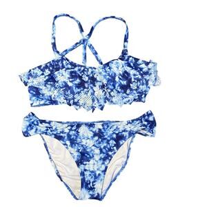 Victoria's Secret Pink Bikini Strappy Back Flounce Top & Mini Cheekster Bottom